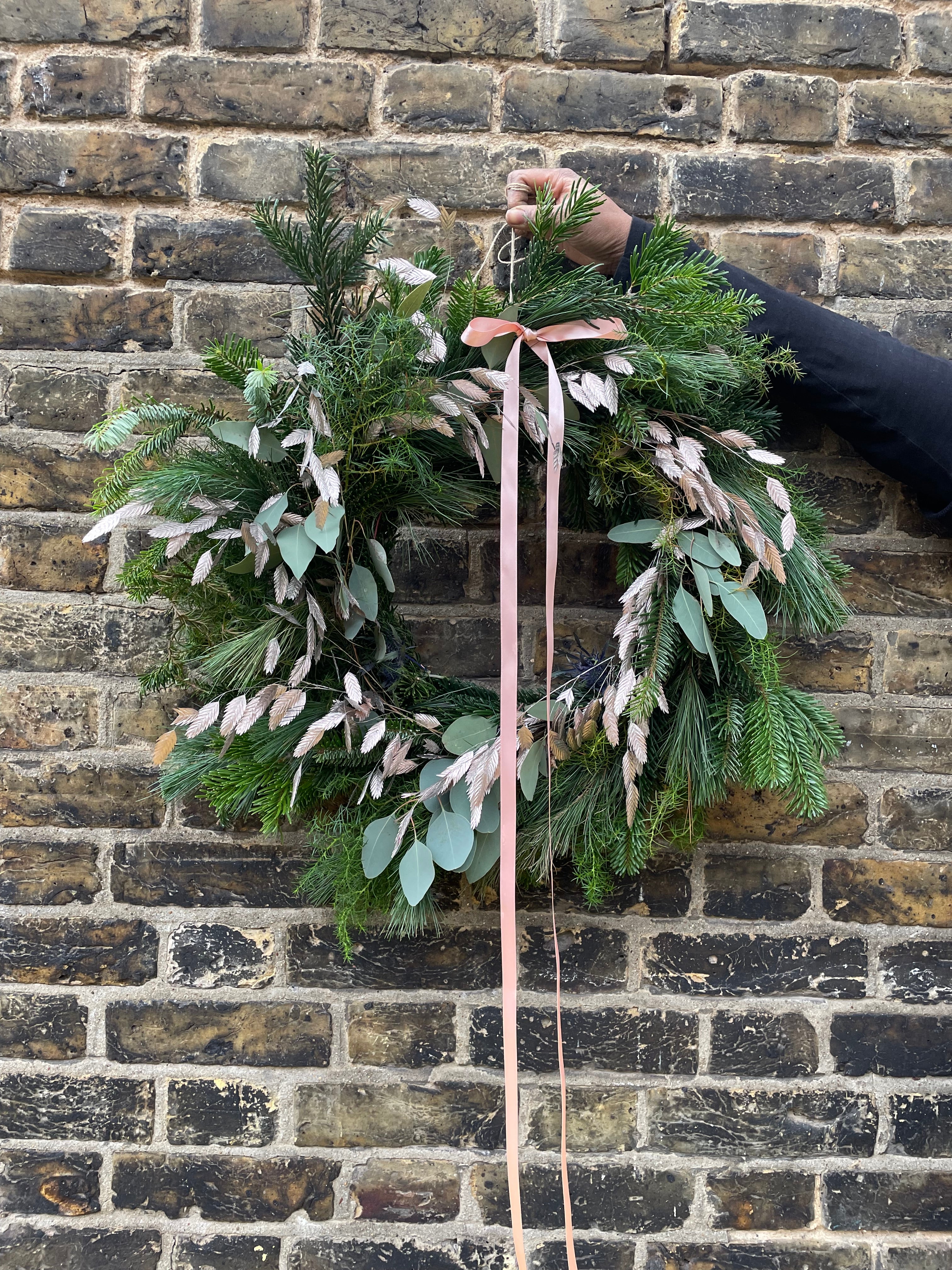 Natural greens textured wreath